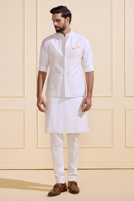 Buy Raghavendra Rathore Jodhpur White Silk Luminous Pearls Nehru Jacket Online at Aza Fashions Buy_Raghavendra Rathore Jodhpur_White Silk Luminous Pearls Nehru Jacket _Online_at_Aza_Fashions