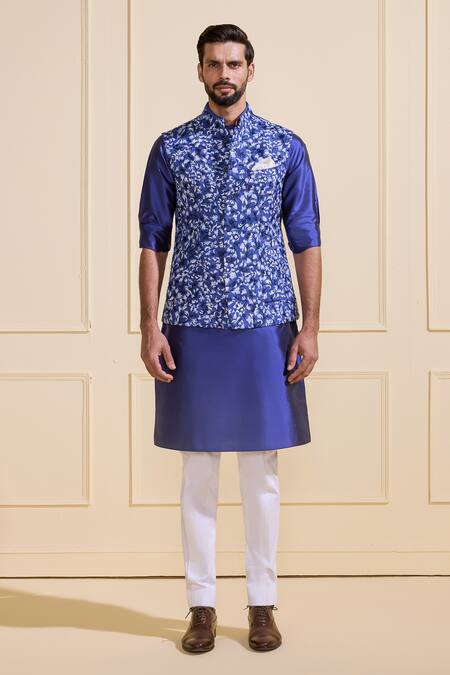 Buy Raghavendra Rathore Jodhpur Blue Silk Embroidery Azure Bloom Floral Nehru Jacket Online at Aza Fashions Buy_Raghavendra Rathore Jodhpur_Blue Silk Embroidery Azure Bloom Floral Nehru Jacket _Online_at_Aza_Fashions
