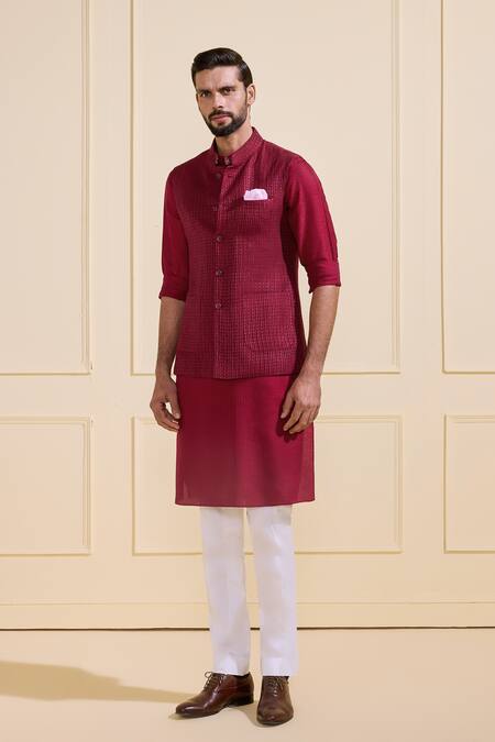 Buy Raghavendra Rathore Jodhpur Maroon Silk Nehru Jacket Online at Aza Fashions Buy_Raghavendra Rathore Jodhpur_Maroon Silk Nehru Jacket _Online_at_Aza_Fashions