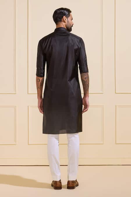 Shop Raghavendra Rathore Jodhpur Black Silk Tailored Kurta at Aza Fashions Shop_Raghavendra Rathore Jodhpur_Black Silk Tailored Kurta _at_Aza_Fashions