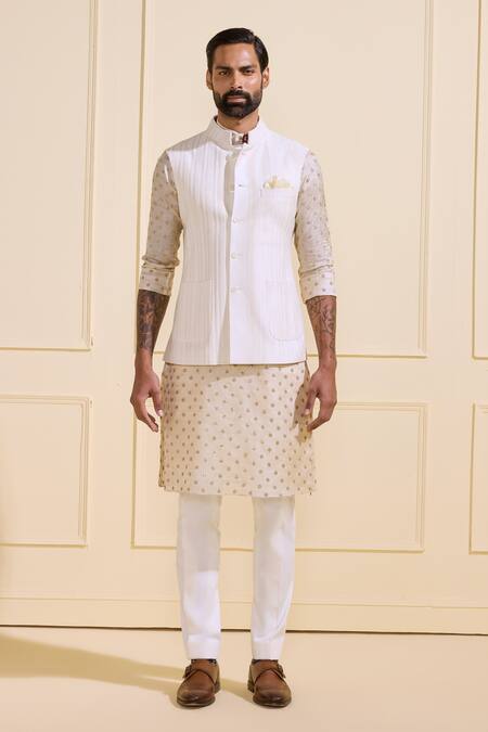 Buy Raghavendra Rathore Jodhpur Off White Silk Classic Refined Nehru Jacket Set Online at Aza Fashions Buy_Raghavendra Rathore Jodhpur_Off White Silk Classic Refined Nehru Jacket Set _Online_at_Aza_Fashions