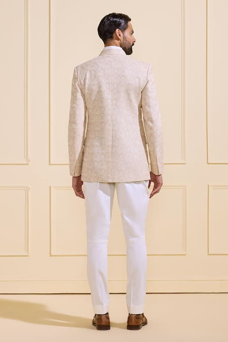 Raghavendra Rathore Jodhpur Ivory Shimmering Bandhgala 