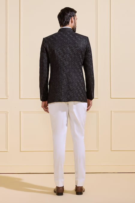 Shop Raghavendra Rathore Jodhpur Black Silk Regal Bandhgala at Aza Fashions Shop_Raghavendra Rathore Jodhpur_Black Silk Regal Bandhgala _at_Aza_Fashions