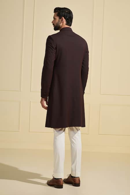 Raghavendra Rathore Jodhpur Deep Brown Classic Sherwani 