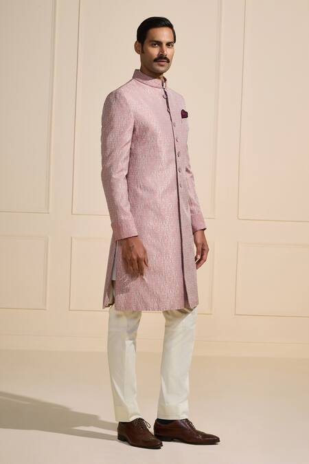 Raghavendra Rathore Jodhpur Pink Viscose Floral Pattern Sherwani Online at Aza Fashions Raghavendra Rathore Jodhpur_Pink Viscose Floral Pattern Sherwani _Online_at_Aza_Fashions