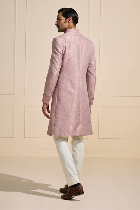 Shop Raghavendra Rathore Jodhpur Pink Viscose Floral Pattern Sherwani at Aza Fashions Shop_Raghavendra Rathore Jodhpur_Pink Viscose Floral Pattern Sherwani _at_Aza_Fashions