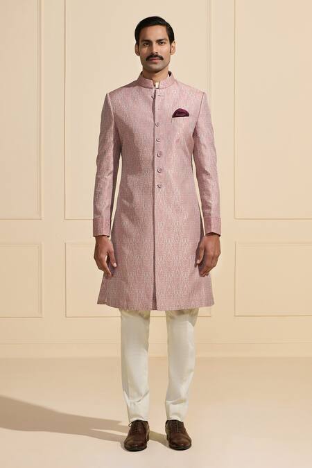 Buy Raghavendra Rathore Jodhpur Pink Viscose Floral Pattern Sherwani Online at Aza Fashions Buy_Raghavendra Rathore Jodhpur_Pink Viscose Floral Pattern Sherwani _Online_at_Aza_Fashions