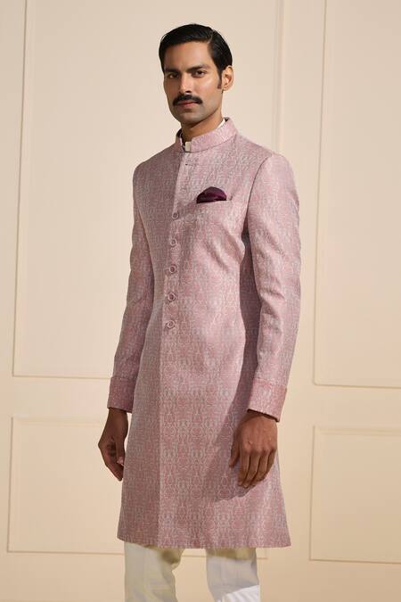 Raghavendra Rathore Jodhpur Pink Viscose Floral Pattern Sherwani at Aza Fashions Raghavendra Rathore Jodhpur_Pink Viscose Floral Pattern Sherwani _at_Aza_Fashions