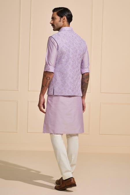 Raghavendra Rathore Jodhpur Embroidered Lavender Nehru Jacket 