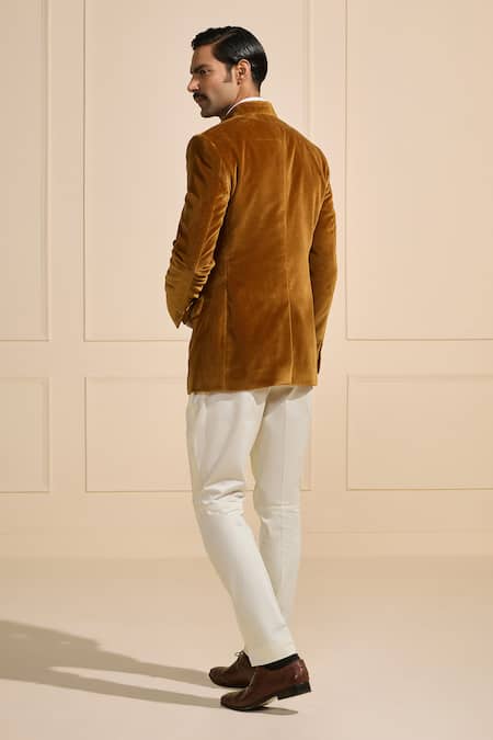 Raghavendra Rathore Jodhpur Regal Amber Velour Bandhgala 