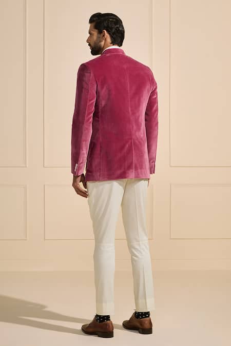 Raghavendra Rathore Jodhpur Pink Velvet Splendor Bandhgala 