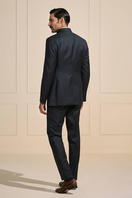 Raghavendra Rathore Jodhpur Designer Black Bandhgala With Flap Pockets 