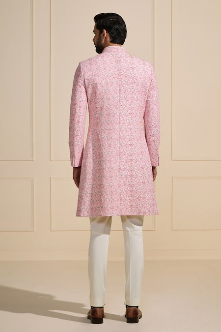 Raghavendra Rathore Jodhpur Rose-Tinted Raw Silk Sherwani 