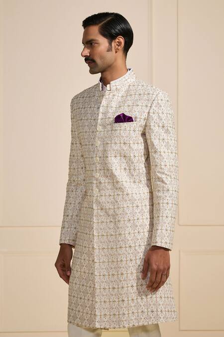 Buy Raghavendra Rathore Jodhpur Off White Cotton Embroidery Designer Monarchical Sherwani Online at Aza Fashions Buy_Raghavendra Rathore Jodhpur_Off White Cotton Embroidery Designer Monarchical Sherwani _Online_at_Aza_Fashions