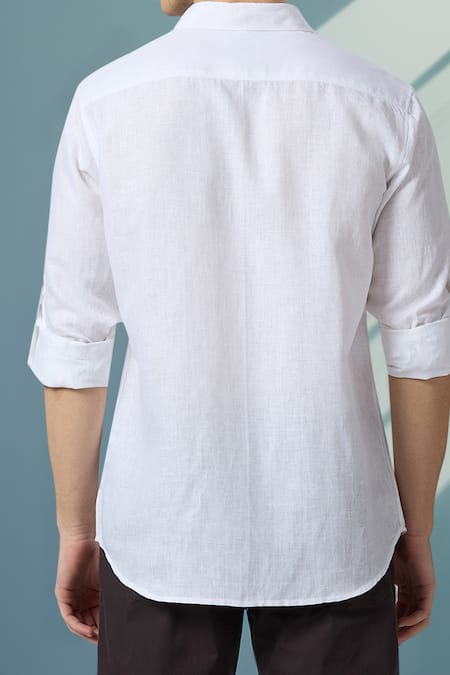 Shop Aryavir Malhotra White Linen Embroidery Regal Panther Pure Shirt at Aza Fashions Shop_Aryavir Malhotra_White Linen Embroidery Regal Panther Pure Shirt _at_Aza_Fashions