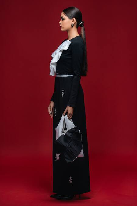 Buy Khushboo Haran Borkar Black Applique, Embroidery Leaf Co-ord Set Online at Aza Fashions Buy_Khushboo Haran Borkar_Black Applique, Embroidery Leaf Co-ord Set_Online_at_Aza_Fashions