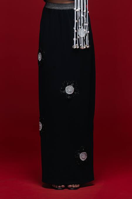 Khushboo Haran Borkar_Black Embroidery Round Neck Coastal Interlude Co-ord Set_Online_at_Aza_Fashions