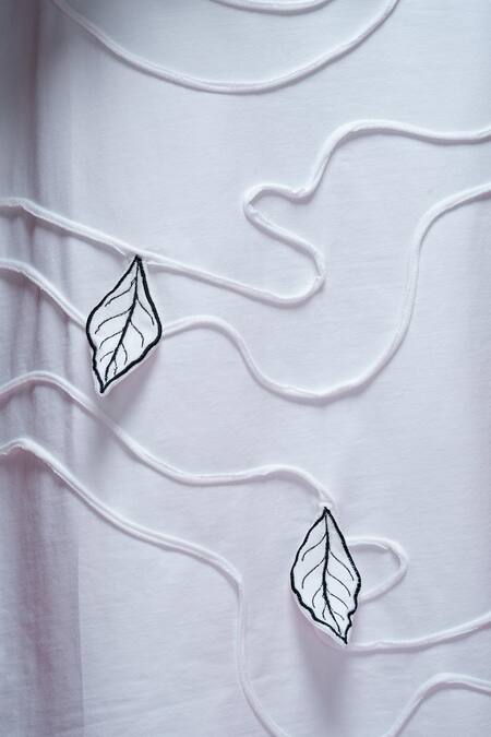 Khushboo Haran Borkar_White Embroidery Round Neck Stemline Column Dress_Online_at_Aza_Fashions