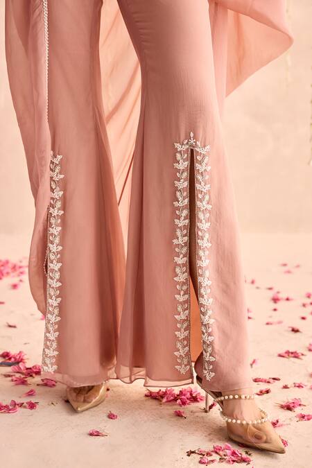 Buy Seema Thukral Peach Georgette, Organza Embroidery Embellished Waistcoat And Pants Cape Set Online at Aza Fashions Buy_Seema Thukral_Peach Georgette, Organza Embroidery Embellished Waistcoat And Pants Cape Set _Online_at_Aza_Fashions