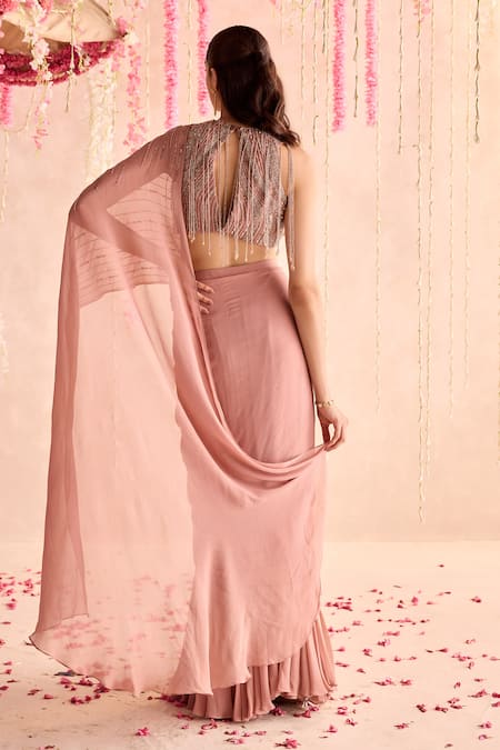 Seema Thukral Embellished Blouse & Pre-Draped Saree Set 