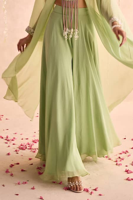 Buy Seema Thukral Green Organza, Georgette, Satin Tassels, Embellished Blouse And Sharara Set Online at Aza Fashions Buy_Seema Thukral_Green Organza, Georgette, Satin Tassels, Embellished Blouse And Sharara Set _Online_at_Aza_Fashions