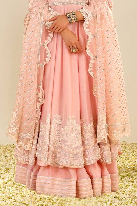 Buy Sheetal Batra Blush Silk, Chanderi Embroidery V-neck Pink Anarkali Set Online at Aza Fashions Buy_Sheetal Batra_Blush Silk, Chanderi Embroidery V-neck Pink Anarkali Set _Online_at_Aza_Fashions