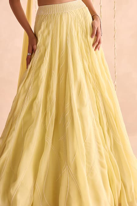 Buy Seema Thukral Yellow Georgette, Organza, Chiffon Embroidery Round Neck Embellished Lehenga Set Online at Aza Fashions Buy_Seema Thukral_Yellow Georgette, Organza, Chiffon Embroidery Round Neck Embellished Lehenga Set _Online_at_Aza_Fashions