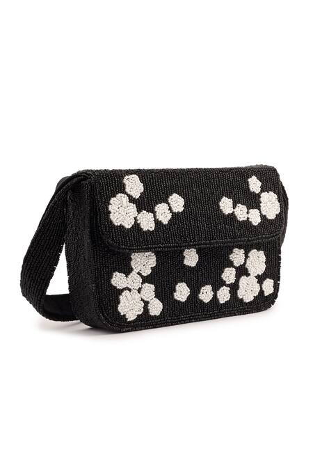 A Clutch Story_Black Beads Rose Handbag _Online_at_Aza_Fashions