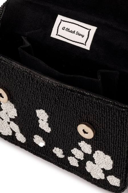 A Clutch Story_Black Beads Rose Handbag _at_Aza_Fashions