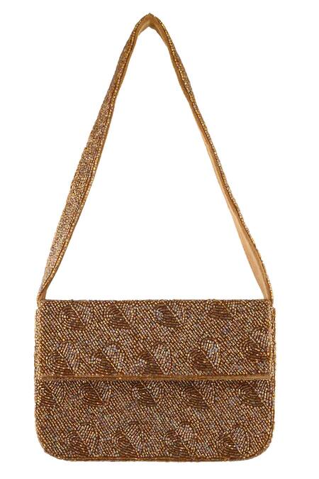 A Clutch Story_Gold Beads Antique Gleam Heart Purse _at_Aza_Fashions