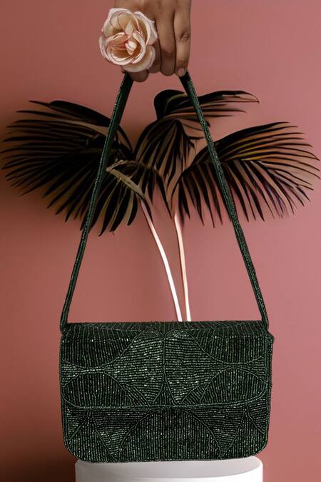 A Clutch Story_Green Beads Luxe Handbag _Online_at_Aza_Fashions
