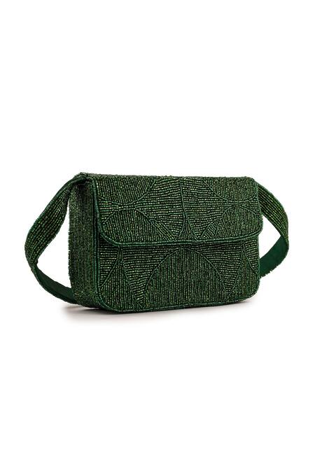 Shop_A Clutch Story_Green Beads Luxe Handbag _Online_at_Aza_Fashions