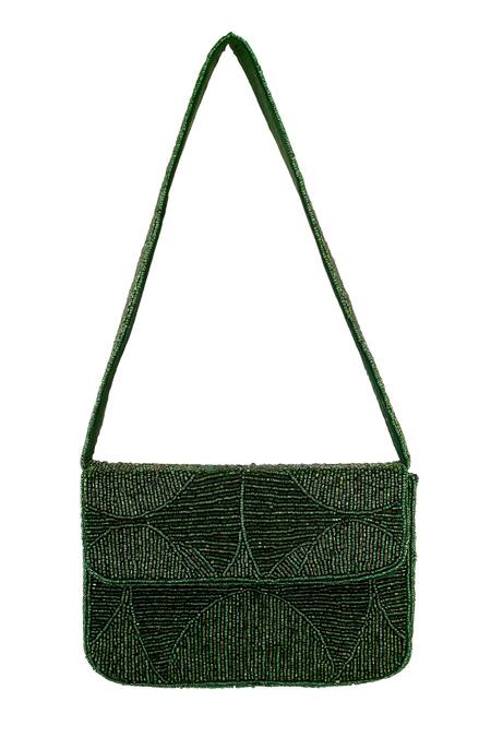 A Clutch Story_Green Beads Luxe Handbag _at_Aza_Fashions
