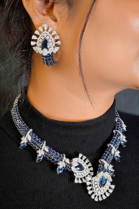 Kavipushp Royal Sapphire Bliss Necklace Set 