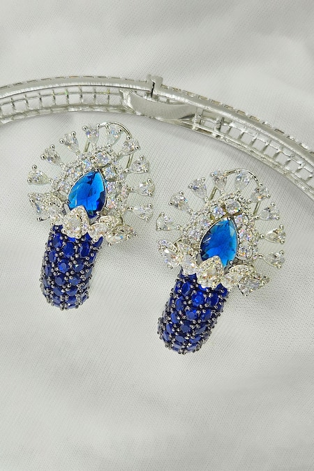Buy_Kavipushp_Blue Stones, Rhinestones Royal Sapphire Bliss Necklace Set 