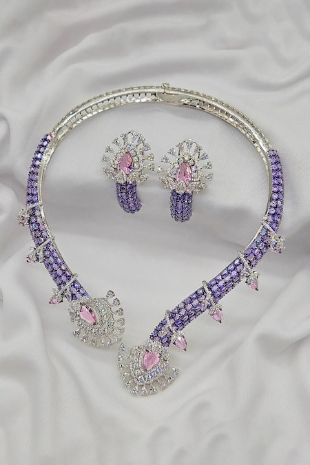Kavipushp Royal Sapphire Bliss Necklace Set 