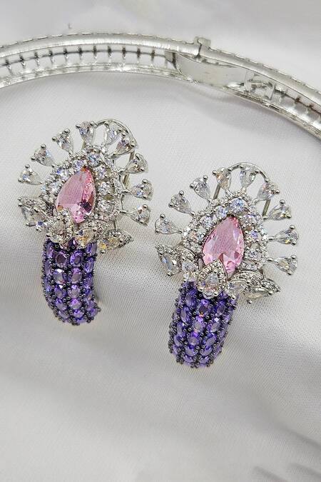 Buy_Kavipushp_Purple Rhinestones, Stones Royal Sapphire Bliss Necklace Set 