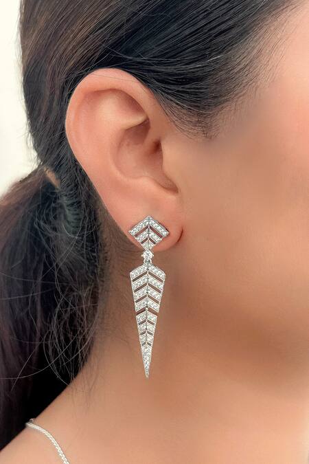 Shop_Kavipushp_Silver Plated Crystals Bling Silver-plated Party Wear Necklace Set _Online_at_Aza_Fashions