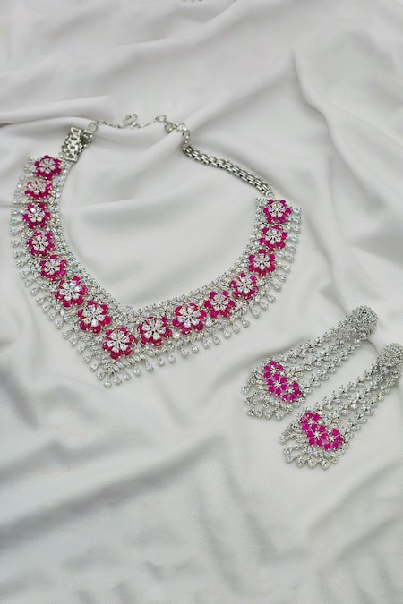 Kavipushp Eternal Flower Necklace Bling Set 