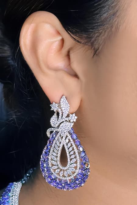 Kavipushp AD Purple Stone Choker Necklace Set 