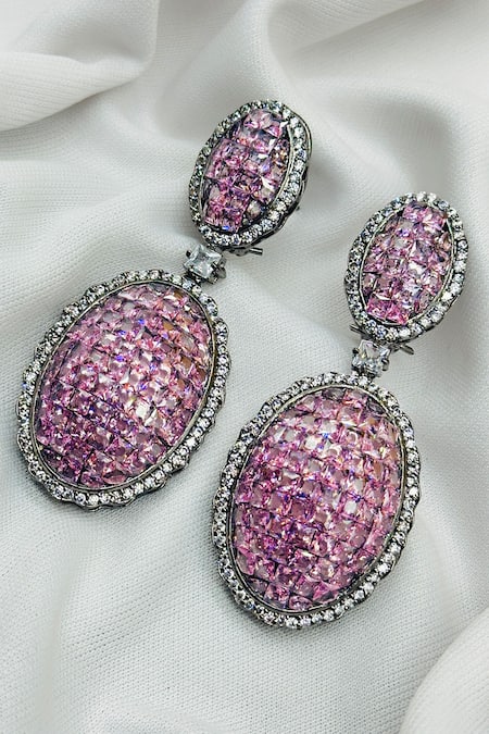 Kavipushp Dazzling Pink Drop Earrings 