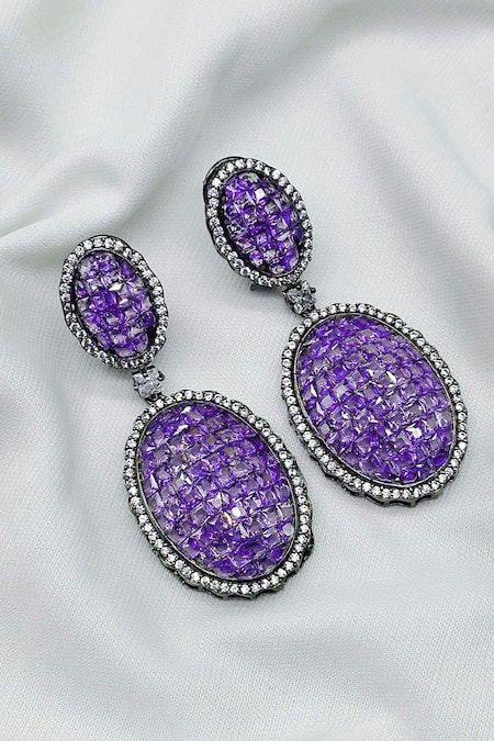 Kavipushp Dazzling Purple Drop Earring Set 