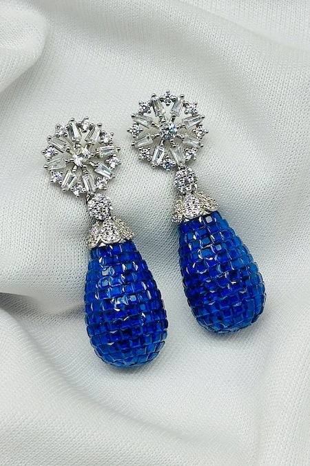 Kavipushp Emerald Blue Drop Earring Set 