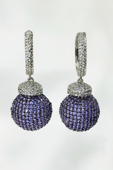 Kavipushp Minimalist Purple Hanging Earrings 