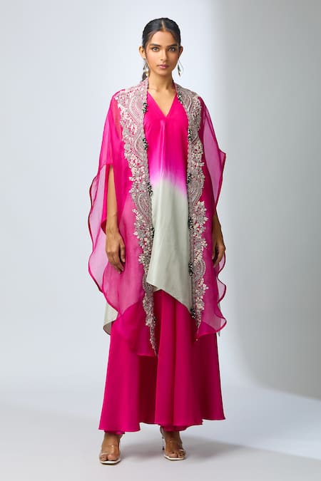 Prisho Embroidered Cape & Ombre Kurta Set 
