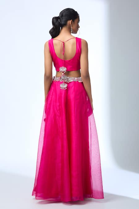 Prisho Paisley Embroidered Cape Lehenga Set 