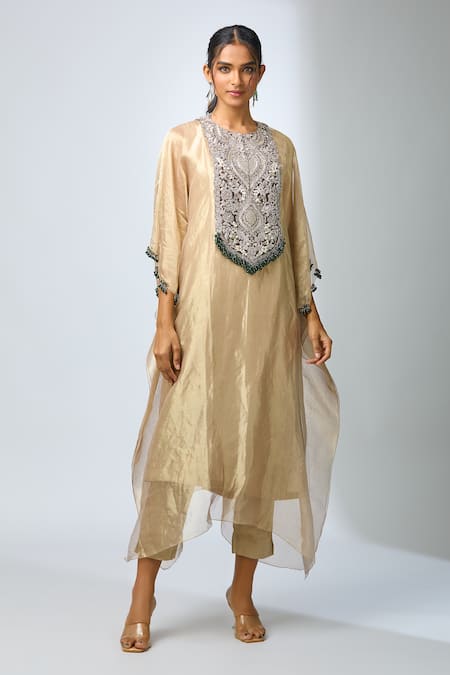 Prisho Dori Embroidered Kaftan Pant Set 