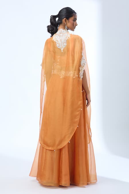 Prisho Embroidered Cape Lehenga Set 