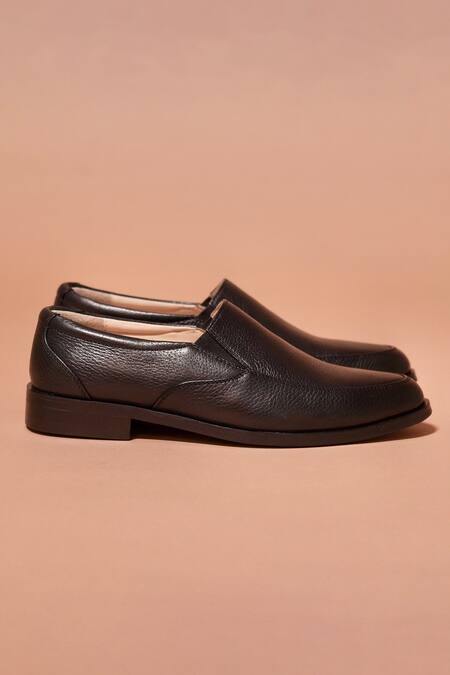 Dmodot Black Milled Leather Slip-on Shoes Online at Aza Fashions Dmodot_Black Milled Leather Slip-on Shoes _Online_at_Aza_Fashions