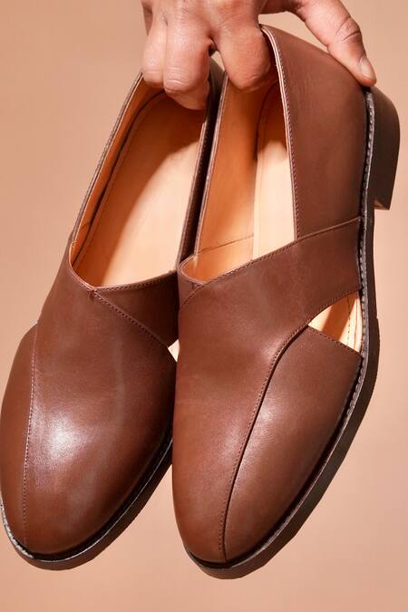 Buy Dmodot Brown Designer Leather Slip-on Shoes Online at Aza Fashions Buy_Dmodot_Brown Designer Leather Slip-on Shoes _Online_at_Aza_Fashions